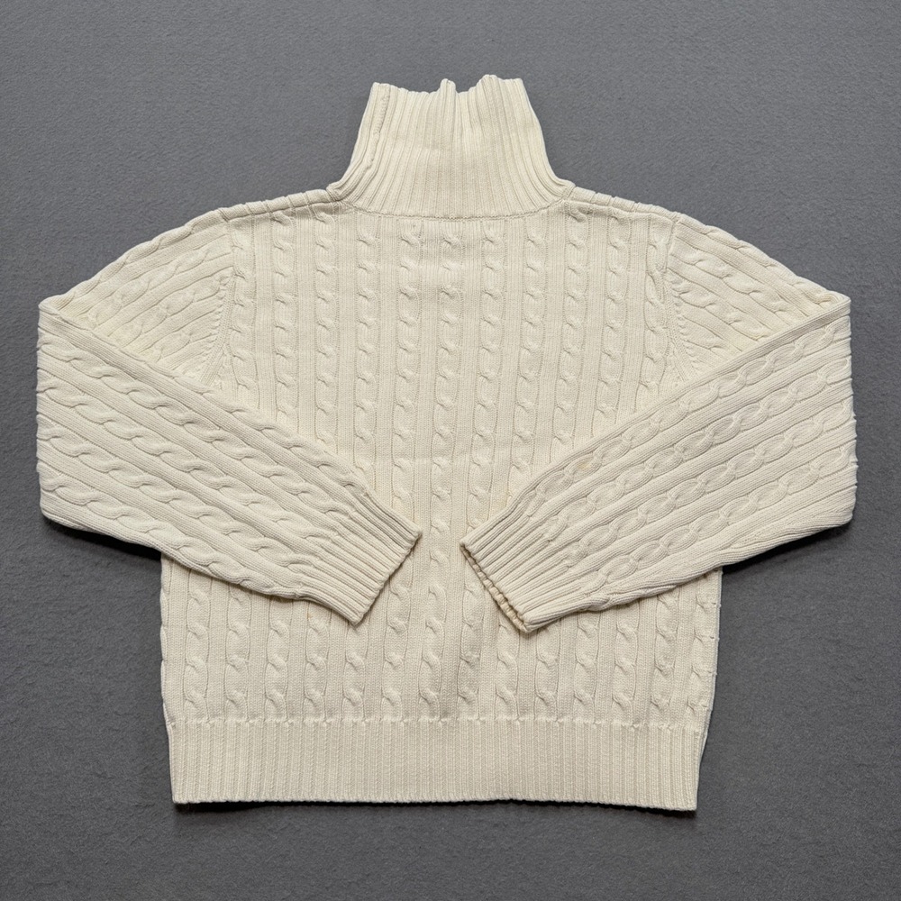 Tommy Hilfiger Sweater Women's XL Cream Cable Knit Cotton Turtleneck Classic Fit - Picture 2 of 8